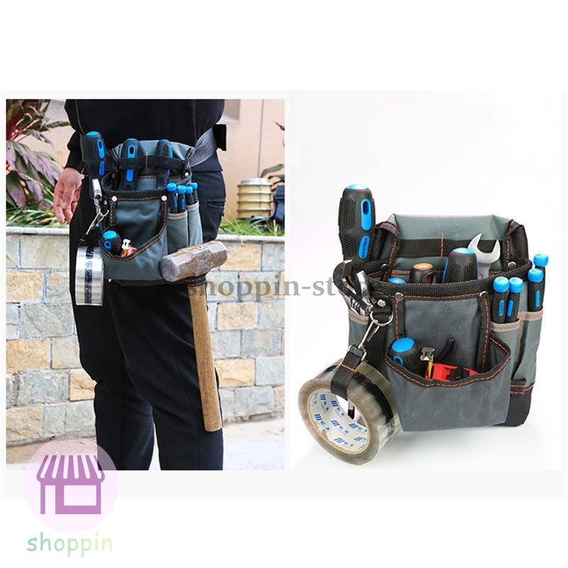 電工腰袋 ツールバッグ ウエストポーチ 腰袋 軽量 多機能 2段 ツールポッチ ベルト付き 仕切り 工具ポーチ 大容量 仕事用 作業用 工具差し入れ 