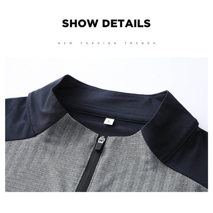 Tシャツ 長袖Tシャツ メンズ ボトルネック 通気性 弾力性 トップス 長袖 プルオーバー 配色 ストレッチ ファスナー 速乾性 