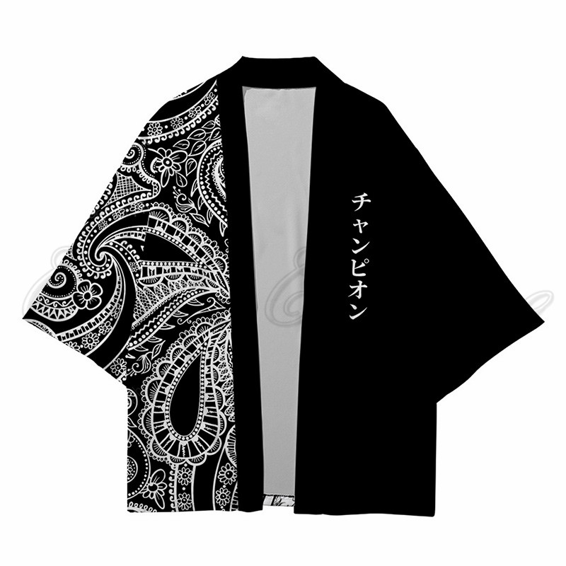 羽織り 振袖 和柄 カーディガン プリント きれいめ 透けない厚手 デートアウトドア 細身 開襟シャツ 夏用 薄手 七分袖 トップス 送料無料 軽量 ゆったり 