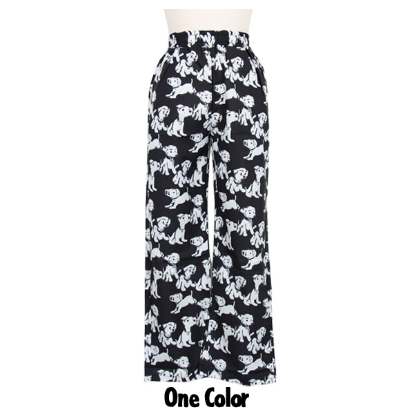 あり ワイドパンツ DOGプリント ハイウエスト ストレート モノトーン ダンス 個性的服 衣装 秋 韓国ファッション パンツ イージーパンツ 夏 春 黒 