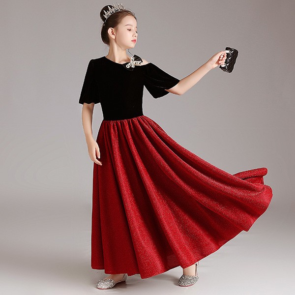 キッズドレス ドレス ピアノ 発表会 ロング 子供ドレス フォーマル 誕生日 フ大人っぽい 子供 結婚式 フレアスカート 