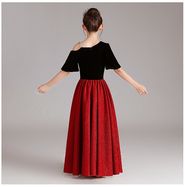 キッズドレス ドレス ピアノ 発表会 ロング 子供ドレス フォーマル 誕生日 フ大人っぽい 子供 結婚式 フレアスカート 