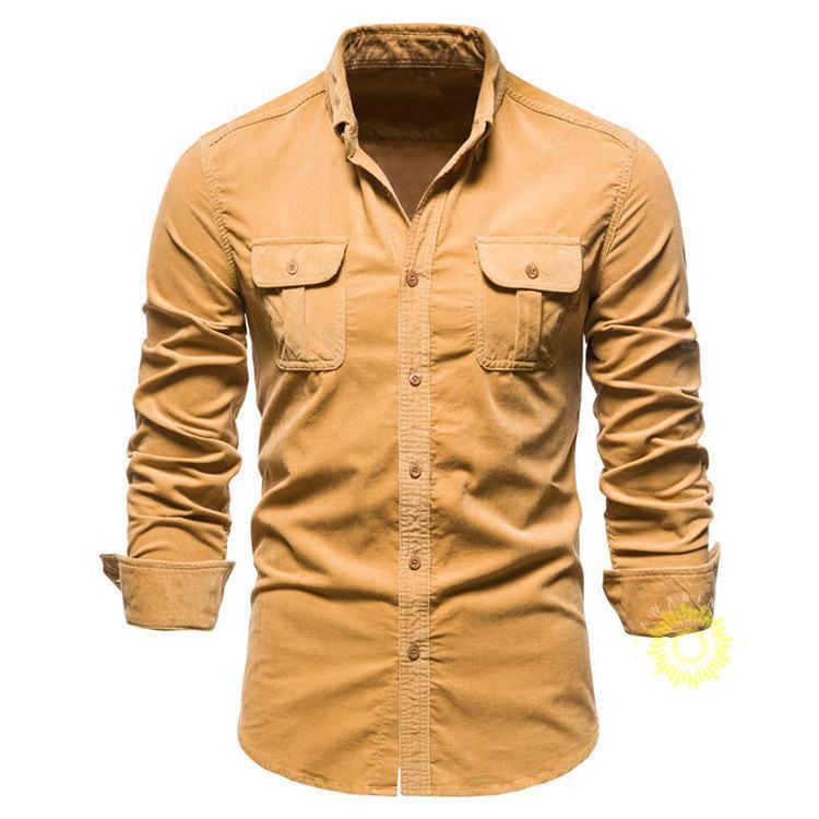 長袖シャツ シャツ メンズ ワークシャツ 無地 コーデュロイシャツ トップス 通勤 50代 ビジネス 40代 秋服 お兄系 カジュアルシャツ 