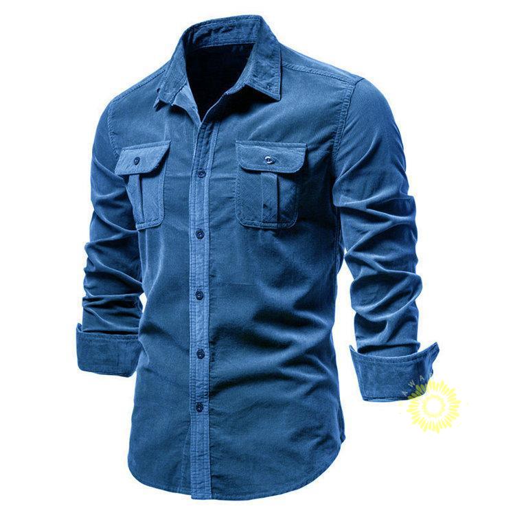 長袖シャツ シャツ メンズ ワークシャツ 無地 コーデュロイシャツ トップス 通勤 50代 ビジネス 40代 秋服 お兄系 カジュアルシャツ 