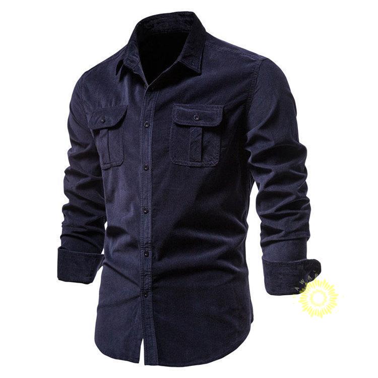 長袖シャツ シャツ メンズ ワークシャツ 無地 コーデュロイシャツ トップス 通勤 50代 ビジネス 40代 秋服 お兄系 カジュアルシャツ 