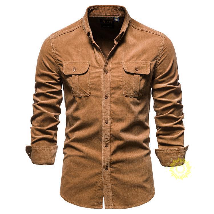 長袖シャツ シャツ メンズ ワークシャツ 無地 コーデュロイシャツ トップス 通勤 50代 ビジネス 40代 秋服 お兄系 カジュアルシャツ 
