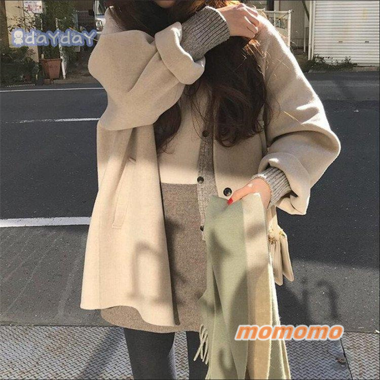 ラシャコート ラシャ コート ショートコート トップス オーバーコート 上着 ショート丈 秋冬 無地 レディース 折り襟 ゆったり カジュアル 体型カパー 長袖 