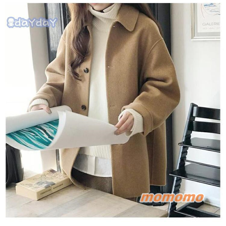 ラシャコート ラシャ コート ショートコート トップス オーバーコート 上着 ショート丈 秋冬 無地 レディース 折り襟 ゆったり カジュアル 体型カパー 長袖 