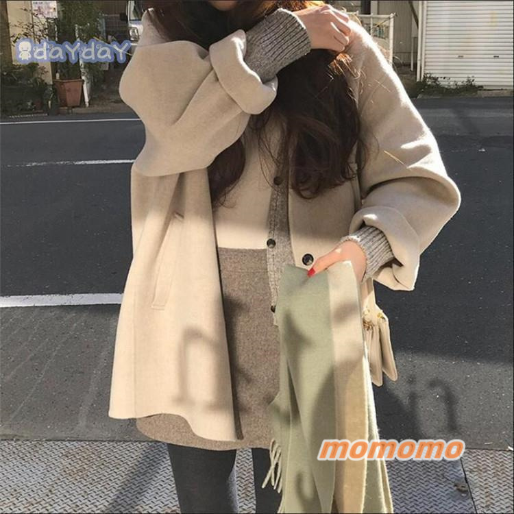 ラシャコート ラシャ コート ショートコート トップス オーバーコート 上着 ショート丈 秋冬 無地 レディース 折り襟 ゆったり カジュアル 体型カパー 長袖 