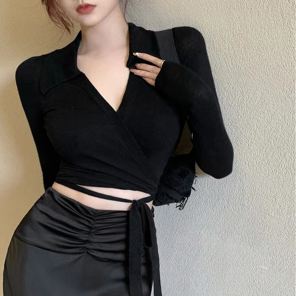 カシュクールニット 着やせトップス 韓国 。可  