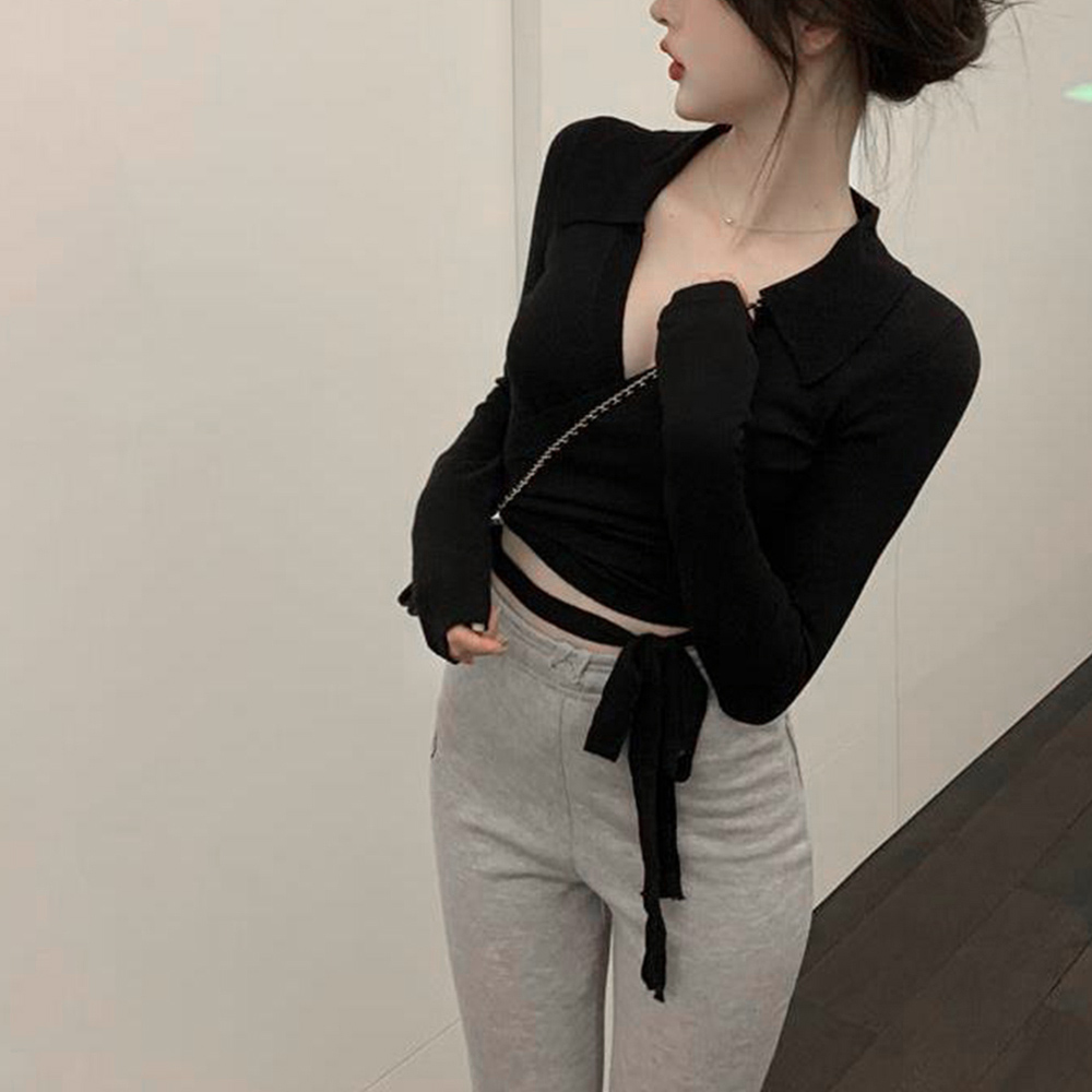 カシュクールニット 着やせトップス 韓国 。可  