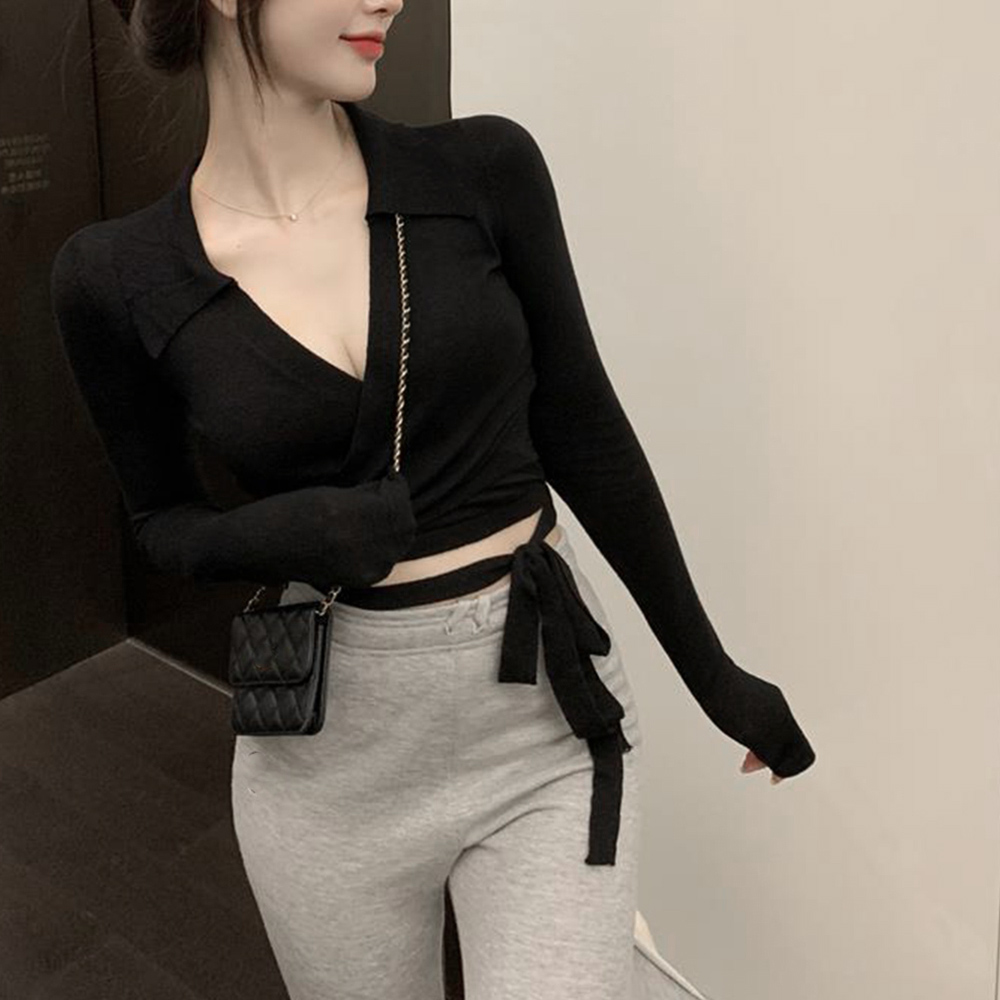 カシュクールニット 着やせトップス 韓国 。可  