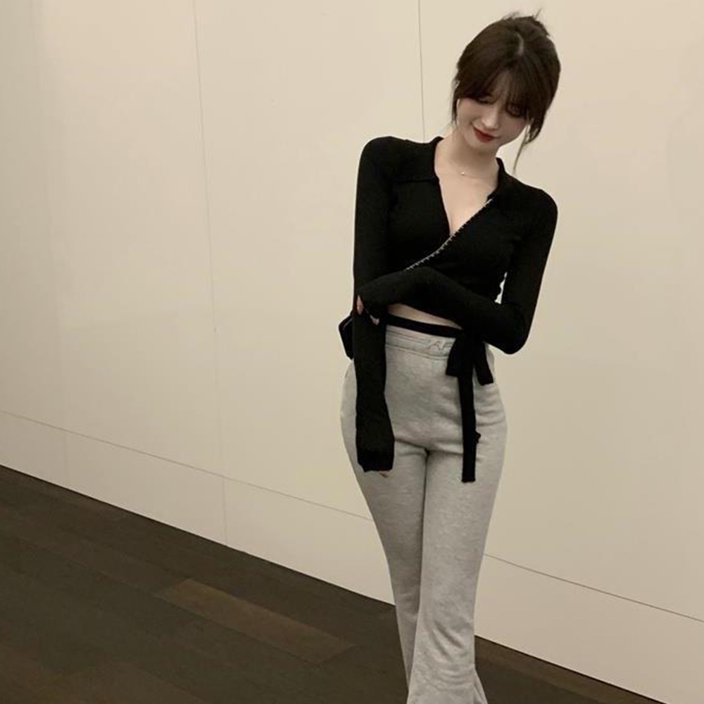 カシュクールニット 着やせトップス 韓国 。可  