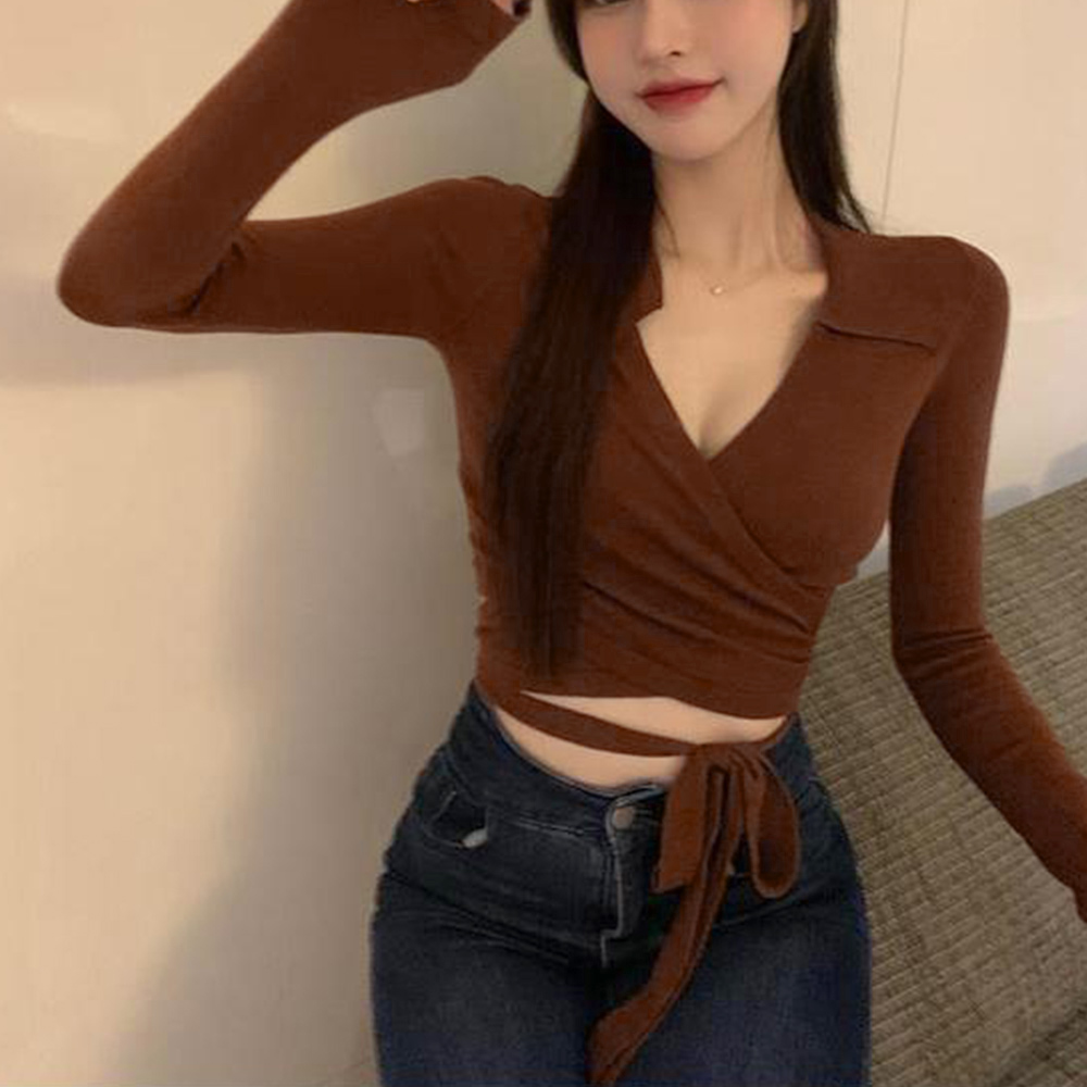 カシュクールニット 着やせトップス 韓国 。可  