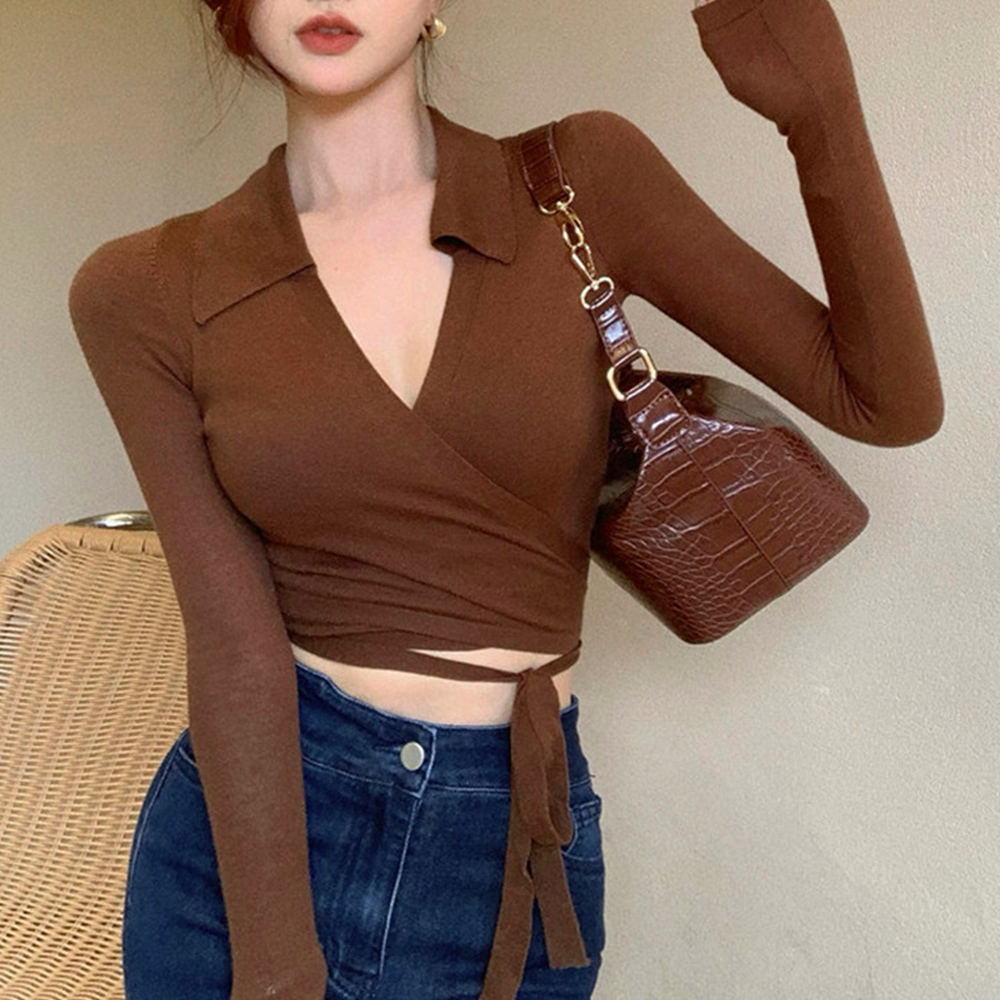 カシュクールニット 着やせトップス 韓国 。可  