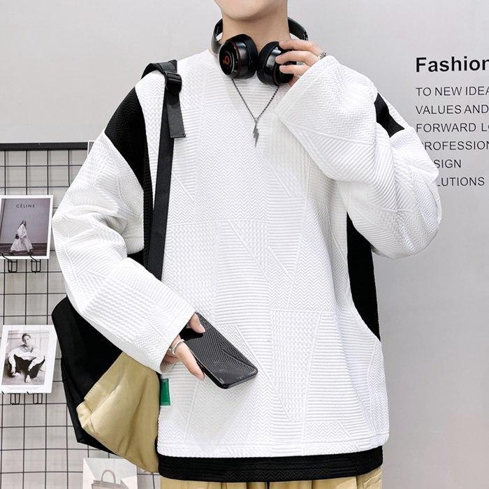 トップス 重ね着風 トレーナー レイヤード風Tシャツ メンズ 切り替え オシャレ プルオーバー クルーネック 長袖 スウェット 