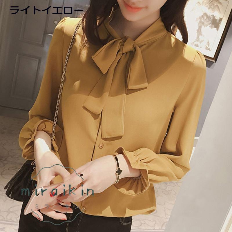 ブラウス レディース フリル 長袖 白 七分袖 春 20代 夏 30代 ママ チュニック 母 40代 春夏 Yシャツ 大人 トップス ボウタイ フォーマル 