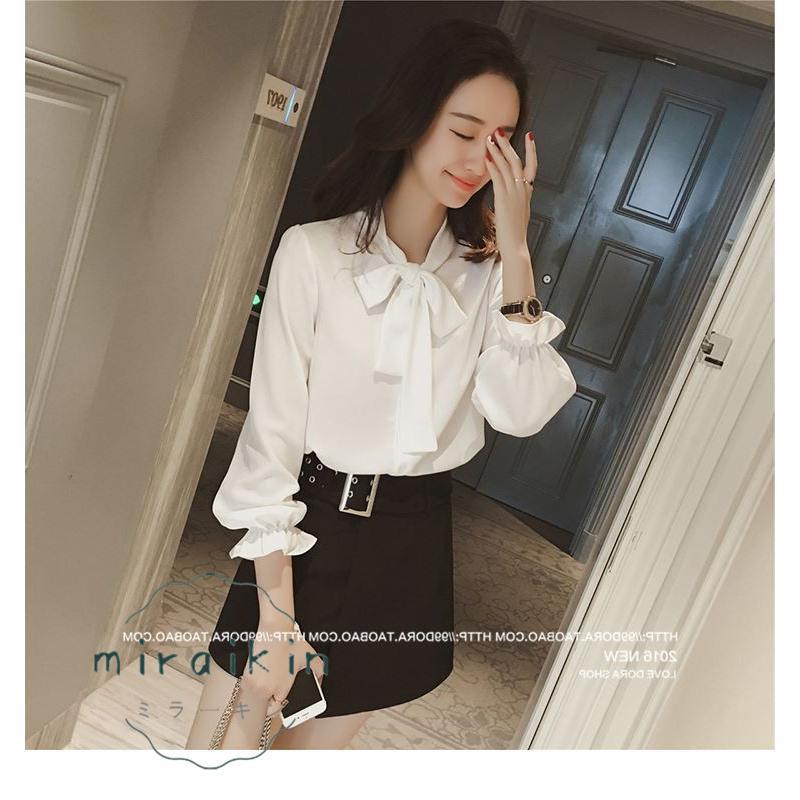 ブラウス レディース フリル 長袖 白 七分袖 春 20代 夏 30代 ママ チュニック 母 40代 春夏 Yシャツ 大人 トップス ボウタイ フォーマル 