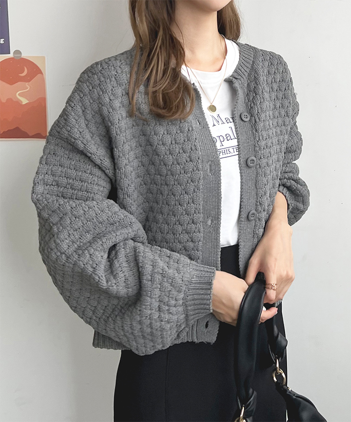 ニット カーディガン レディース 秋 冬 カジュアル シンプル ガー前後2WAY きれいめ 韓国ファッション ポップコーン編み前後2WAYカーディガン 