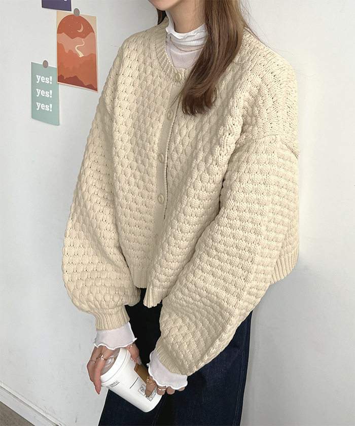 ニット カーディガン レディース 秋 冬 カジュアル シンプル ガー前後2WAY きれいめ 韓国ファッション ポップコーン編み前後2WAYカーディガン 
