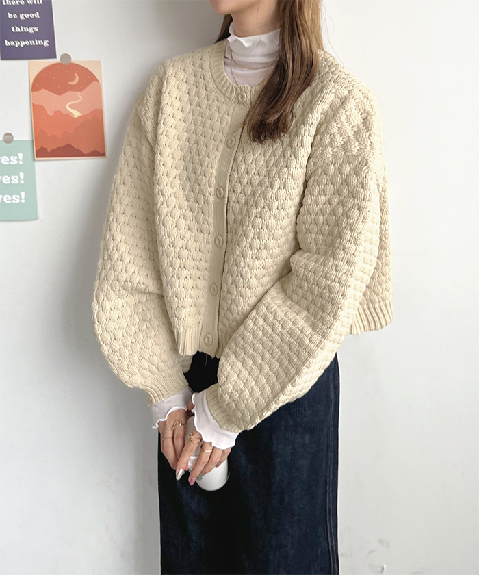ニット カーディガン レディース 秋 冬 カジュアル シンプル ガー前後2WAY きれいめ 韓国ファッション ポップコーン編み前後2WAYカーディガン 