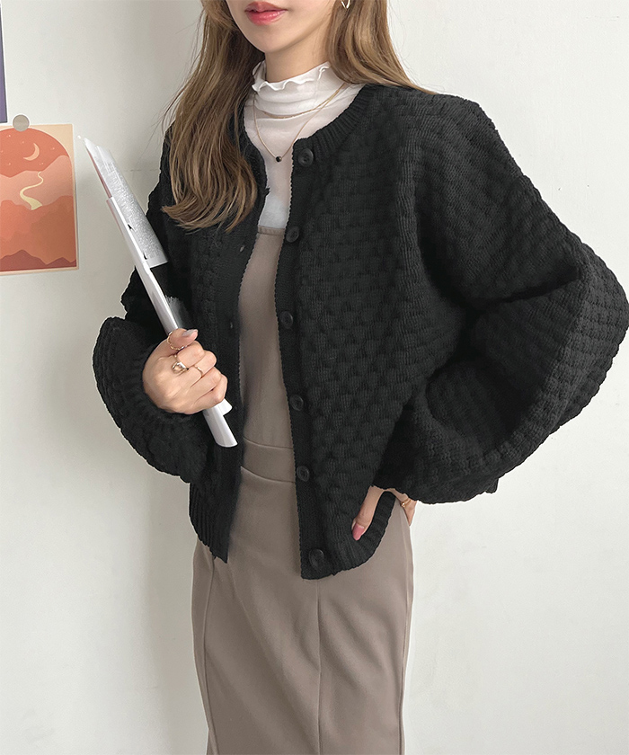ニット カーディガン レディース 秋 冬 カジュアル シンプル ガー前後2WAY きれいめ 韓国ファッション ポップコーン編み前後2WAYカーディガン 