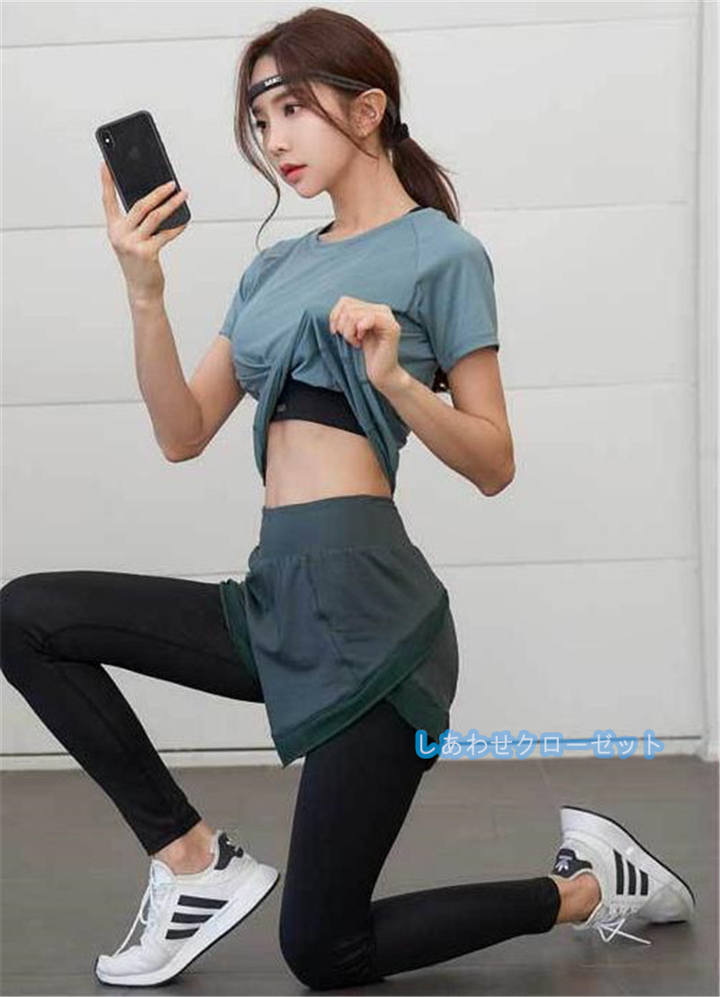 ヨガウェア レディース トップス 半袖 Tシャツ ホットヨガ ランニングウェア 速乾 スポーツウェア 吸汗 おしゃれ フィットネス かわいい 