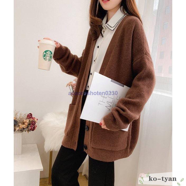 BIGシルエットカーディガンゆったり大きめオーバーサイズ長袖ボリュームトップスアウターレディース  