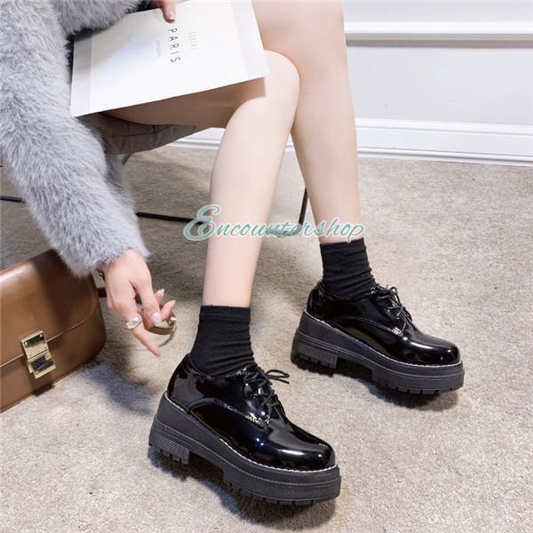 レディース 革靴 厚底ローファー モカシン JK パンプス 靴ひも 女子靴 太めヒール 黒 コンフォート 裏起毛 オシャレ通勤通学 