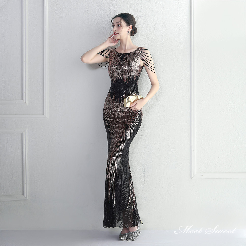 カラードレス マーメイドドレス パーティードレス ビーズ 袖なし イブニングドレス ウェディングドレス スパンファスナー 結婚式 二次会 