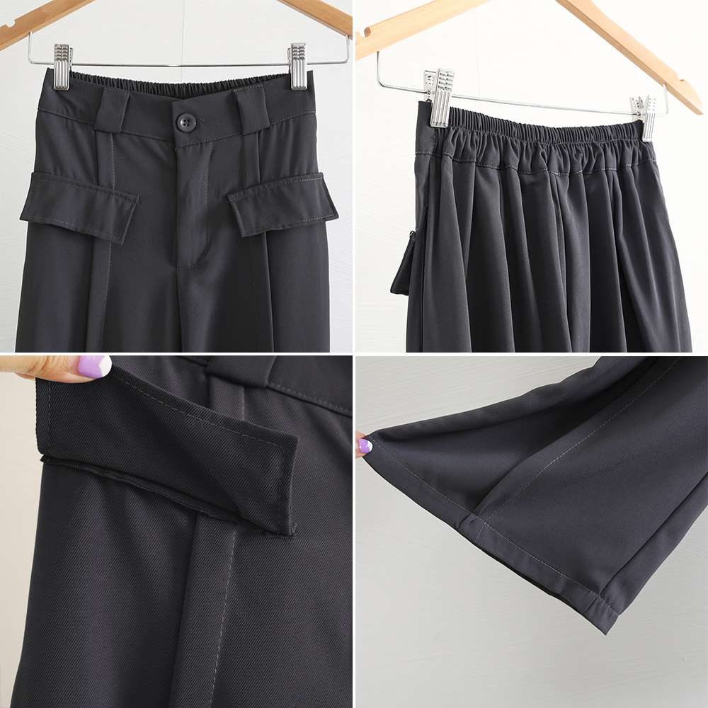 ワイド パンツ ハイウエスト スラックス 脚長  