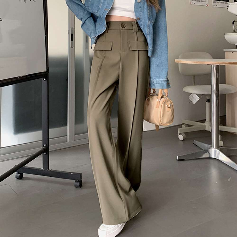 ワイド パンツ ハイウエスト スラックス 脚長  