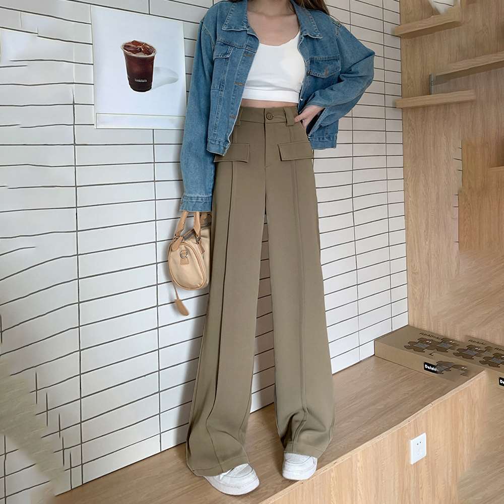 ワイド パンツ ハイウエスト スラックス 脚長  