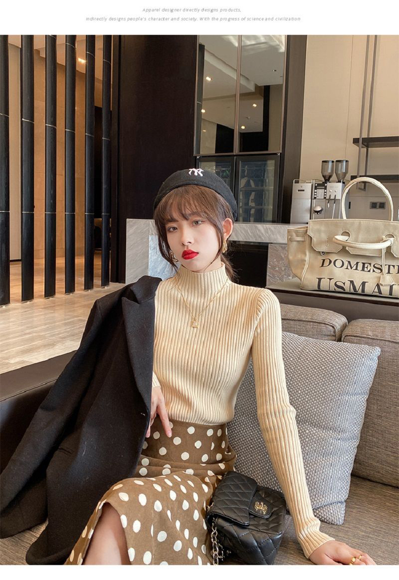 ニット 長袖 レディース セーター ハイネック リブニット トップス 秋冬 無地 タートルネッ 着痩せ シンプル 柔らかい 高見え 大人 プルオーバー 