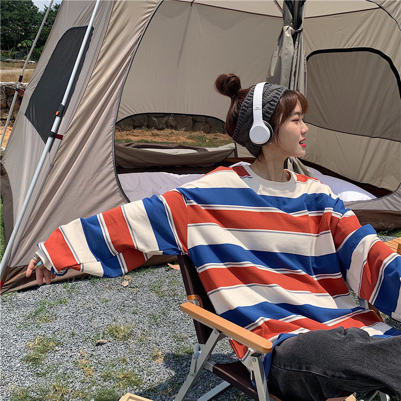 Tシャツ レディース カットソー 長袖 ストライプ柄 トップス シンプル おしゃれ きれいめ ブラウス アウトドア 薄手 カジュアル プルオーバー 