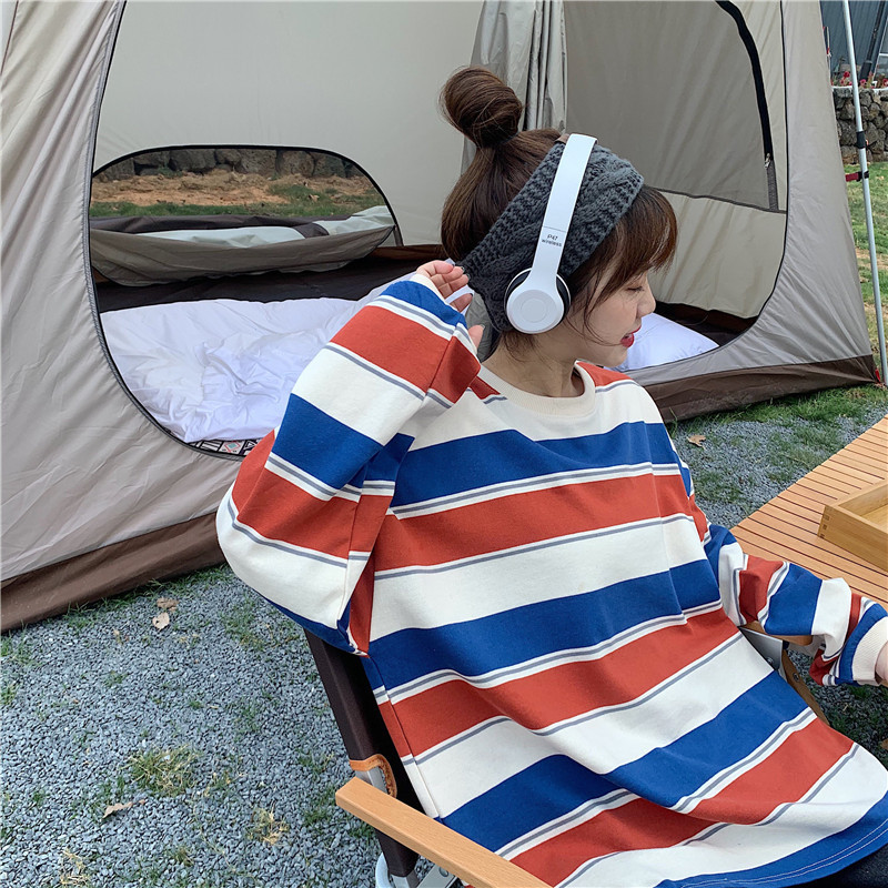 Tシャツ レディース カットソー 長袖 ストライプ柄 トップス シンプル おしゃれ きれいめ ブラウス アウトドア 薄手 カジュアル プルオーバー 