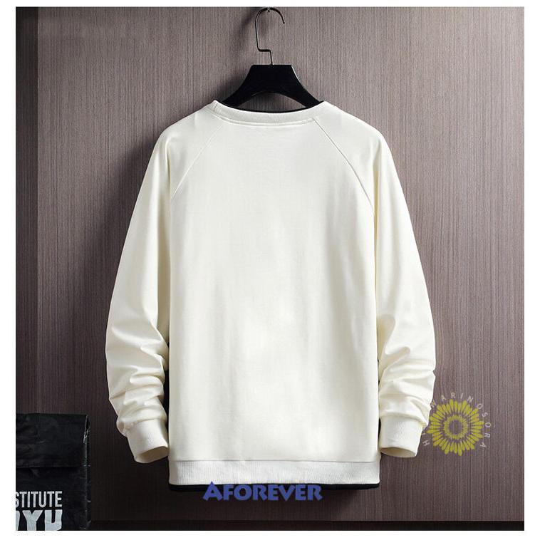 長袖トレーナー メンズ 秋服 トレーナー プルオーバー 無地 秋 春 トップス 丸首 スウェットシャツ 秋コーデ 重ね着風 カジュアル 