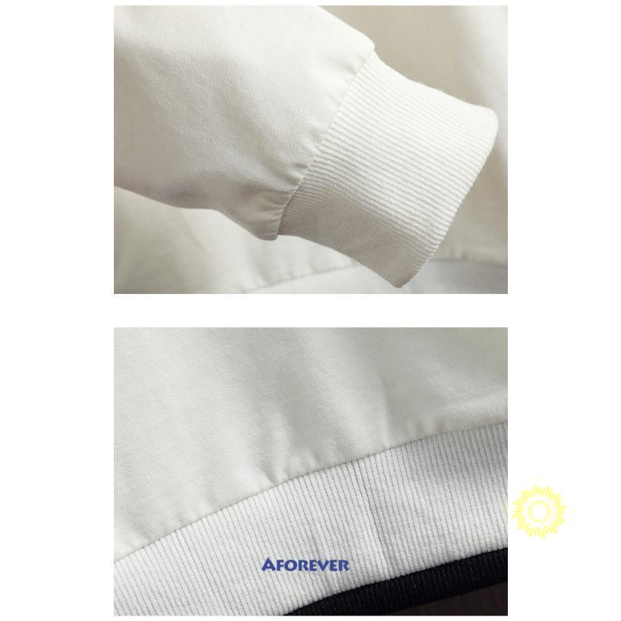 長袖トレーナー メンズ 秋服 トレーナー プルオーバー 無地 秋 春 トップス 丸首 スウェットシャツ 秋コーデ 重ね着風 カジュアル 