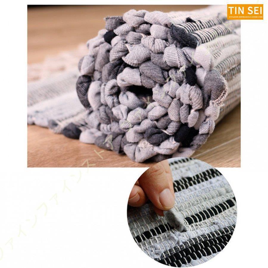 コットンリネン ラグ リビングルーム ベッドルーム テーブルマット ウォッシャブル カットシャトル 2畳用 ラグマット カーペット 綿麻 1畳 エスニック 