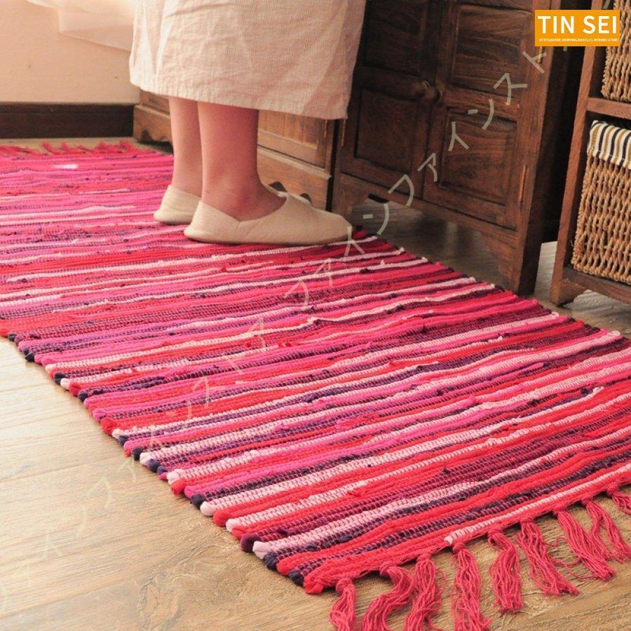 コットンリネン ラグ リビングルーム ベッドルーム テーブルマット ウォッシャブル カットシャトル 2畳用 ラグマット カーペット 綿麻 1畳 エスニック 