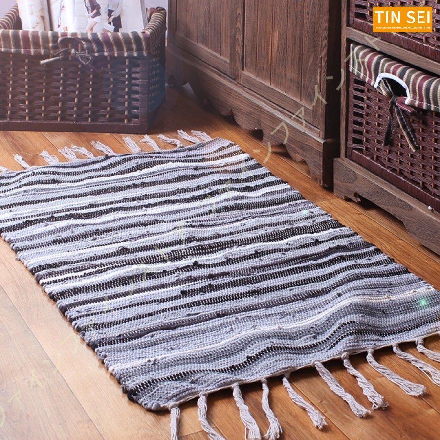 コットンリネン ラグ リビングルーム ベッドルーム テーブルマット ウォッシャブル カットシャトル 2畳用 ラグマット カーペット 綿麻 1畳 エスニック 