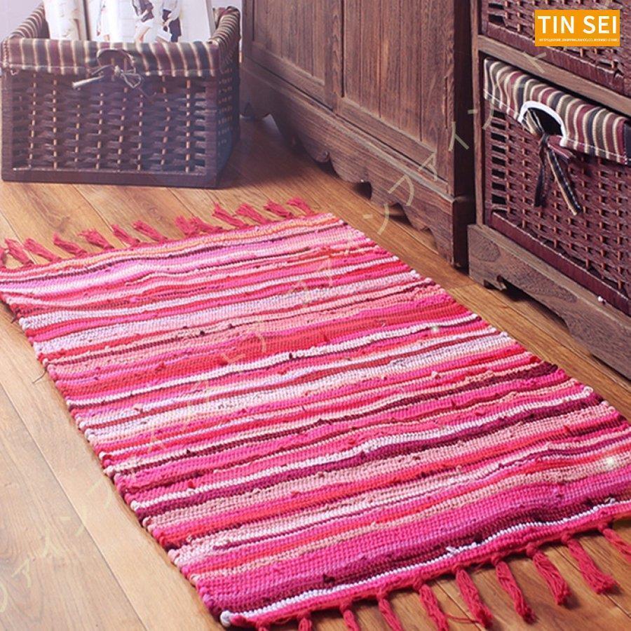 コットンリネン ラグ リビングルーム ベッドルーム テーブルマット ウォッシャブル カットシャトル 2畳用 ラグマット カーペット 綿麻 1畳 エスニック 