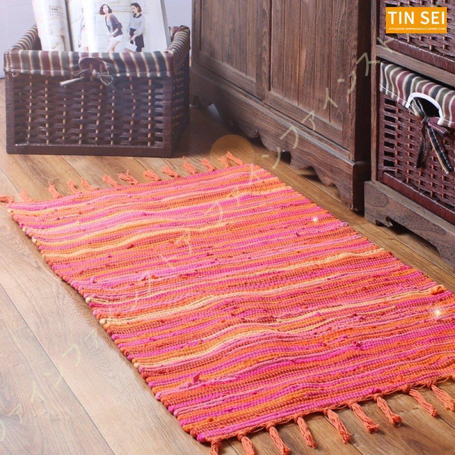 コットンリネン ラグ リビングルーム ベッドルーム テーブルマット ウォッシャブル カットシャトル 2畳用 ラグマット カーペット 綿麻 1畳 エスニック 