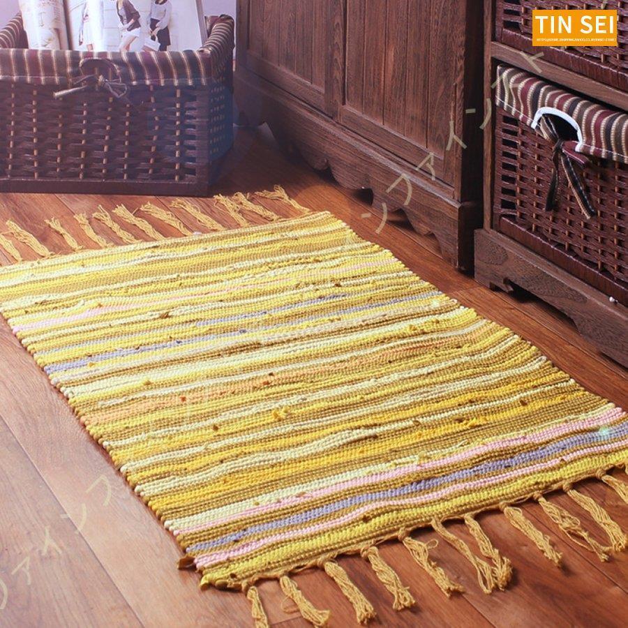 コットンリネン ラグ リビングルーム ベッドルーム テーブルマット ウォッシャブル カットシャトル 2畳用 ラグマット カーペット 綿麻 1畳 エスニック 