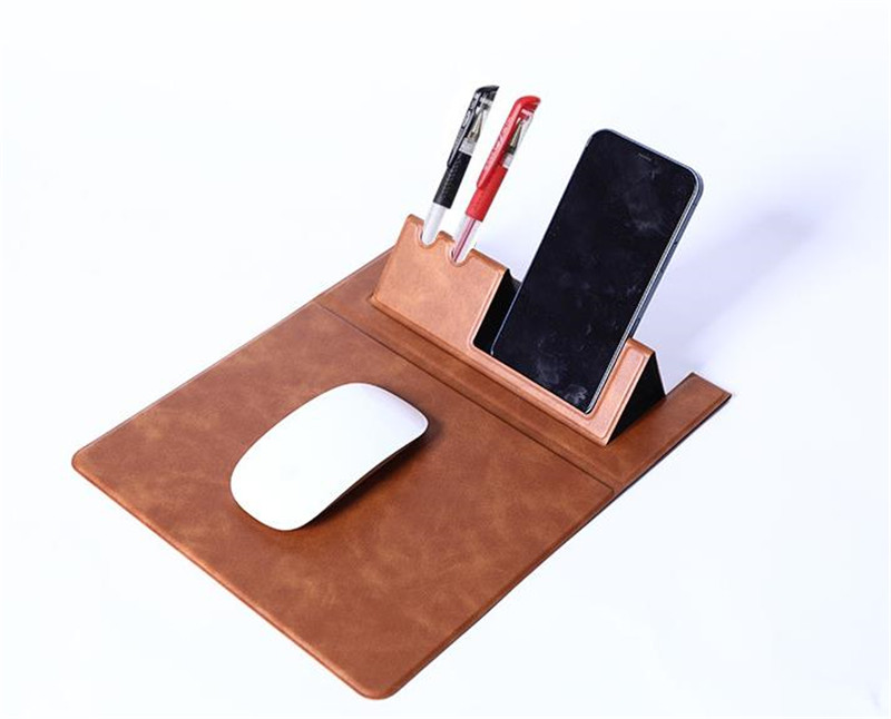 マウスパッド レザー 折りたたみ マグネットフラップ スマホスタンド  