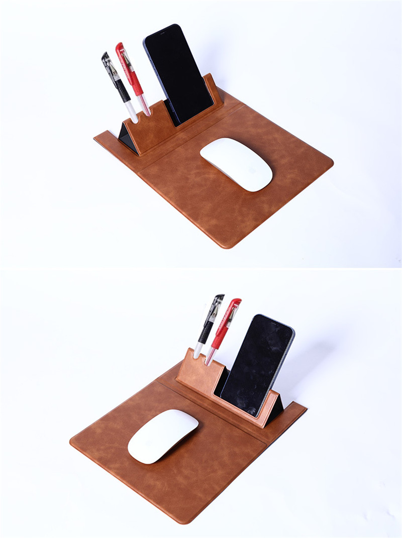 マウスパッド レザー 折りたたみ マグネットフラップ スマホスタンド  
