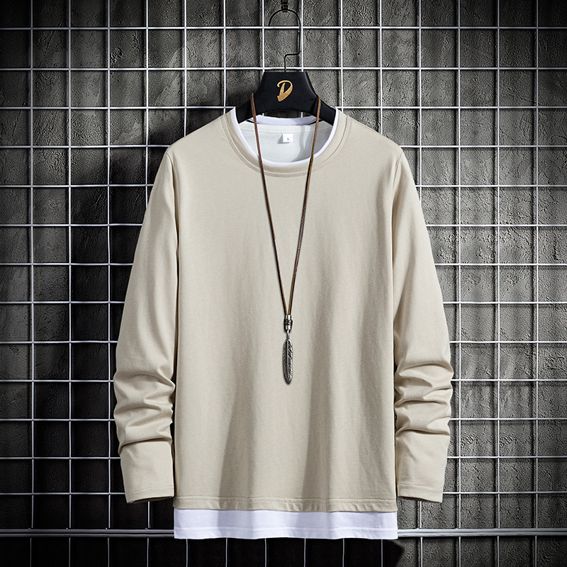 ロンT メンズ Tシャツ 長袖Tシャツ スポーツ 重ね着風 秋服 ロングTシャツ 黒 白 春服 ティーシャツ ファッション 
