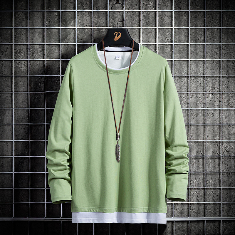 ロンT メンズ Tシャツ 長袖Tシャツ スポーツ 重ね着風 秋服 ロングTシャツ 黒 白 春服 ティーシャツ ファッション 