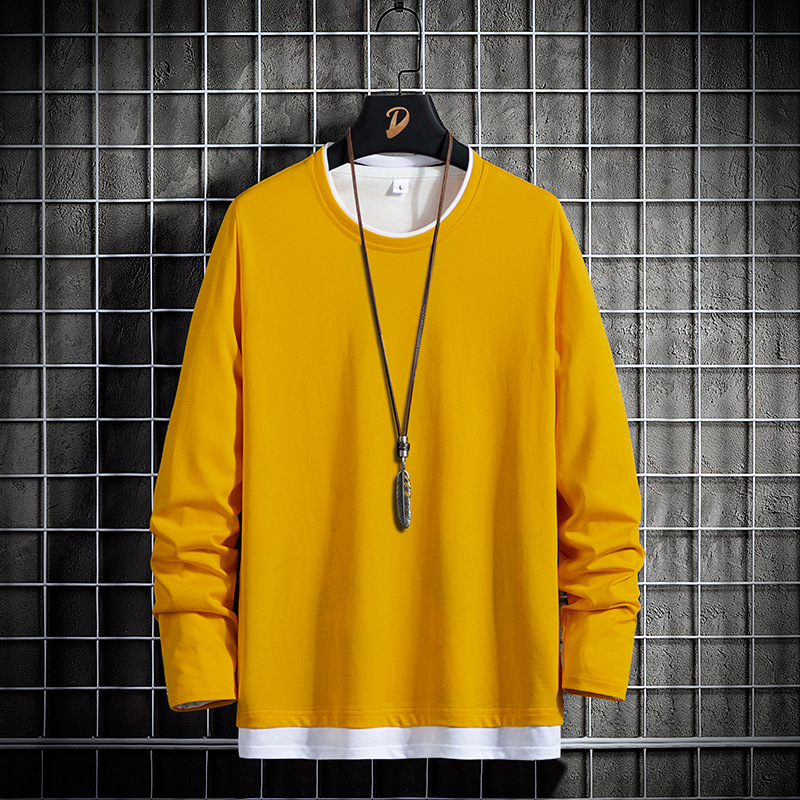 ロンT メンズ Tシャツ 長袖Tシャツ スポーツ 重ね着風 秋服 ロングTシャツ 黒 白 春服 ティーシャツ ファッション 
