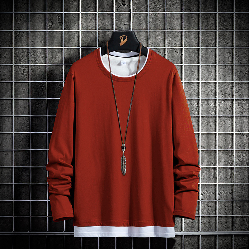 ロンT メンズ Tシャツ 長袖Tシャツ スポーツ 重ね着風 秋服 ロングTシャツ 黒 白 春服 ティーシャツ ファッション 